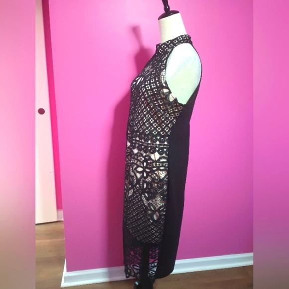 Eilly Bazar Ladies Black Lace Overlay Midi Pencil Dress (Size XL) - Picture 5 of 9